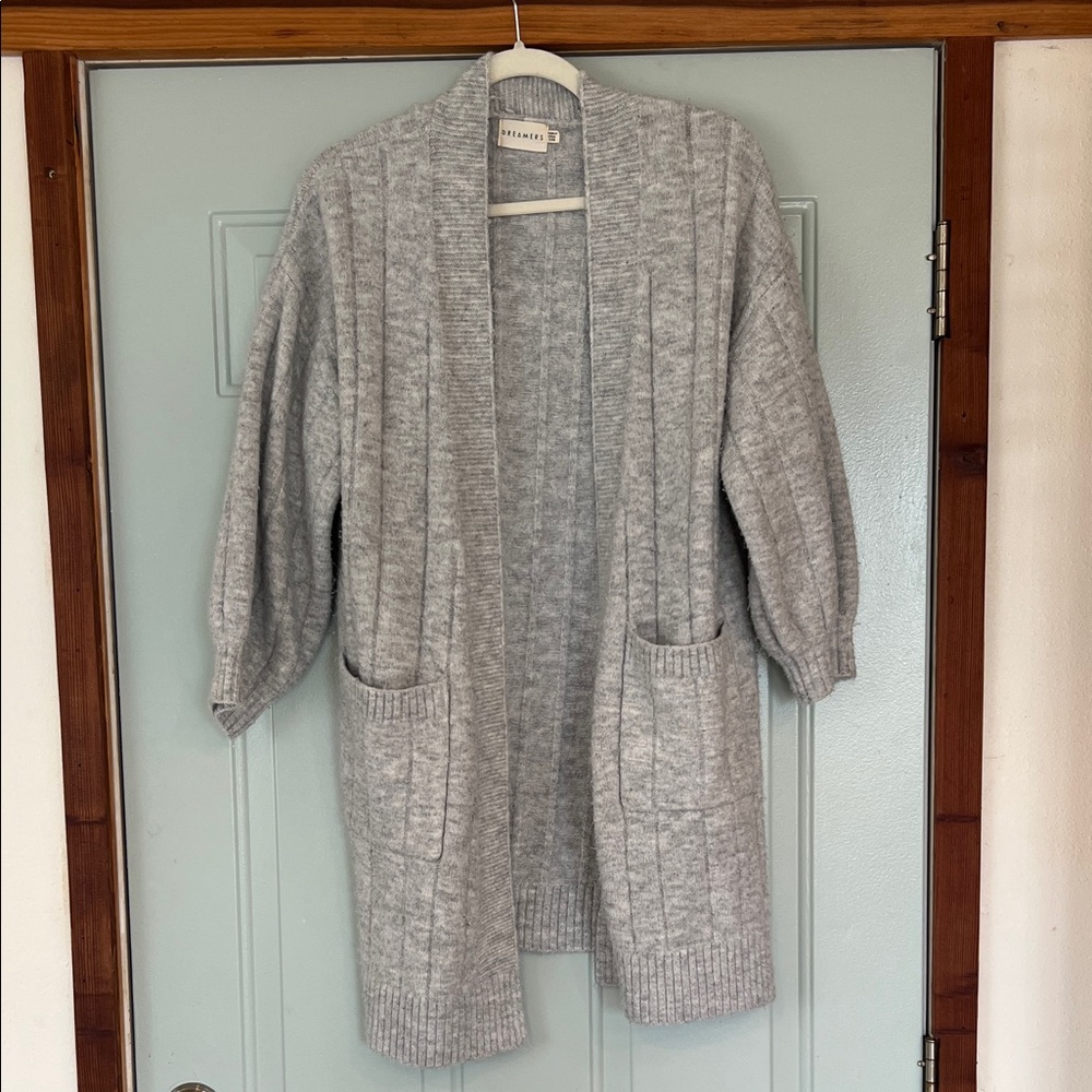 Dreamers Heather Gray Open-Front Cardigan
